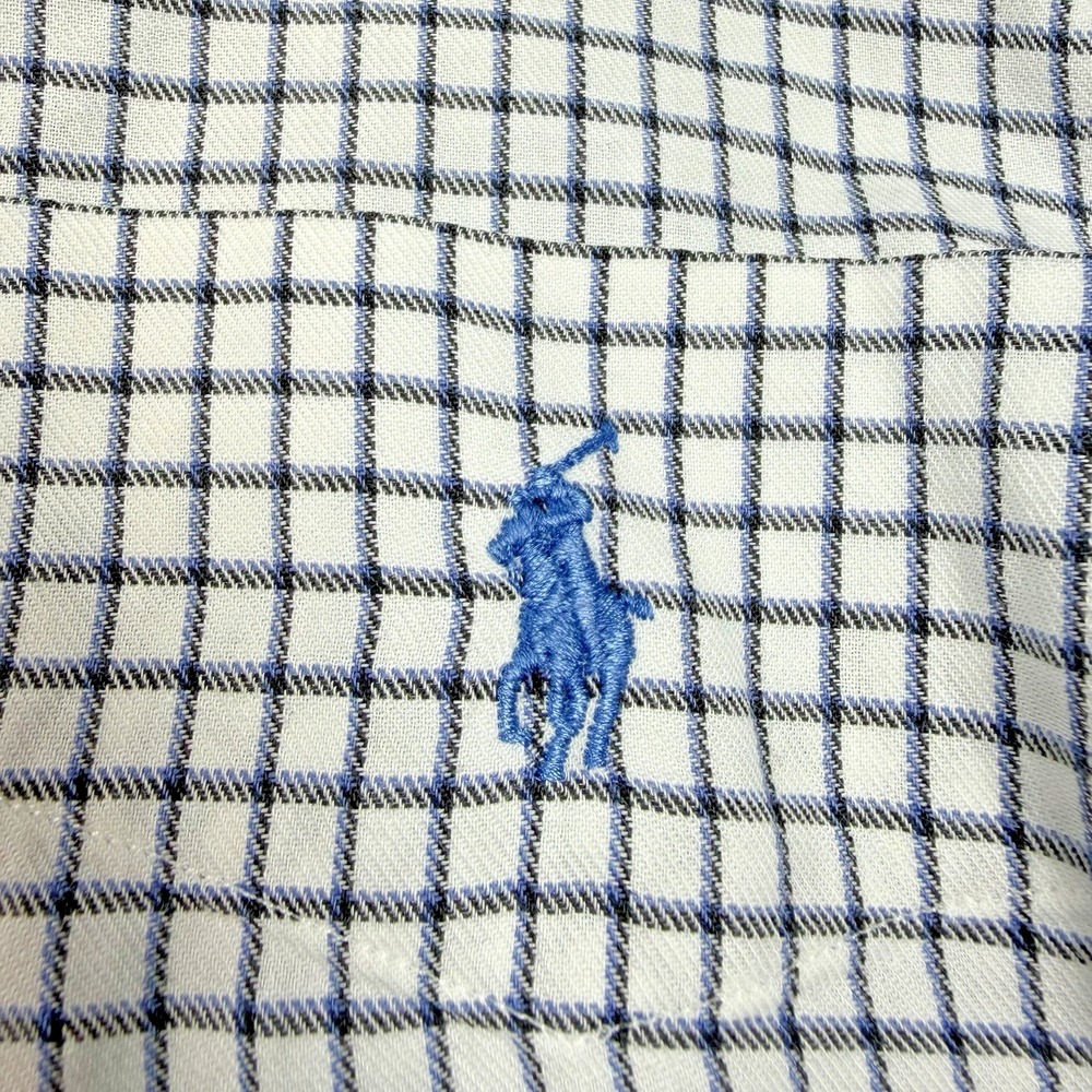 Ralph Lauren Button Down‎ Mens XL White Blue Check Blaire Long Sleeve Shirt NOTE